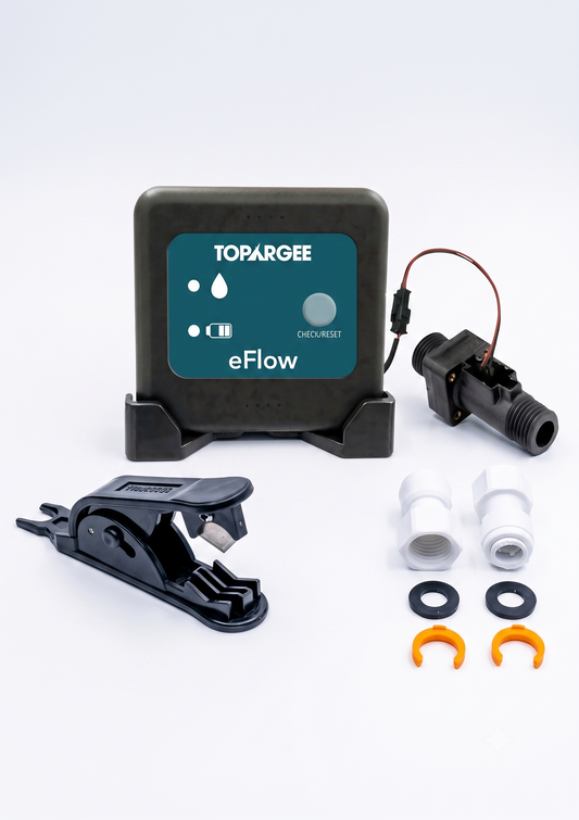 Topargee Bluetooth Water Gauge Package with Digital Water Flow Meter & Installation Kit
