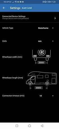 eLam Level V2-Plus App Display on Smartphone | LevelUp RV NZ